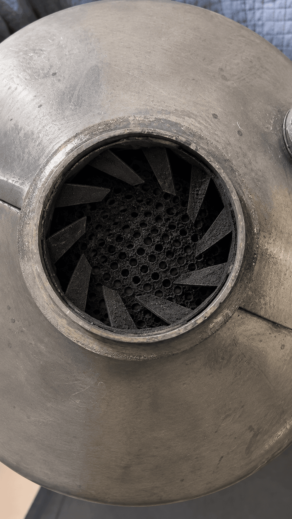 Heavily contaminated diesel aftertreatment component before professional cleaning