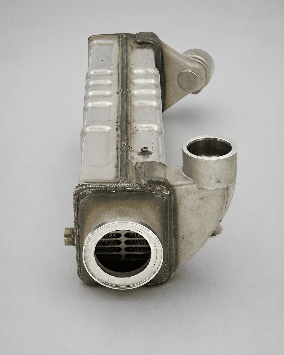 Heavy-duty diesel EGR cooler assembly prepared for inspection and cleaning