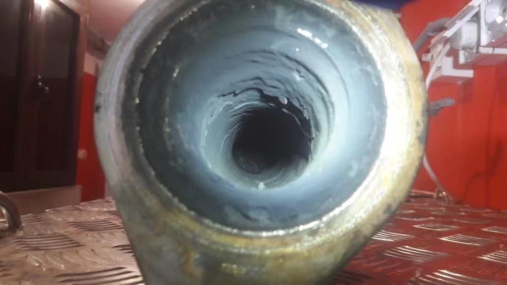Restricted DPF internal passage before cleaning