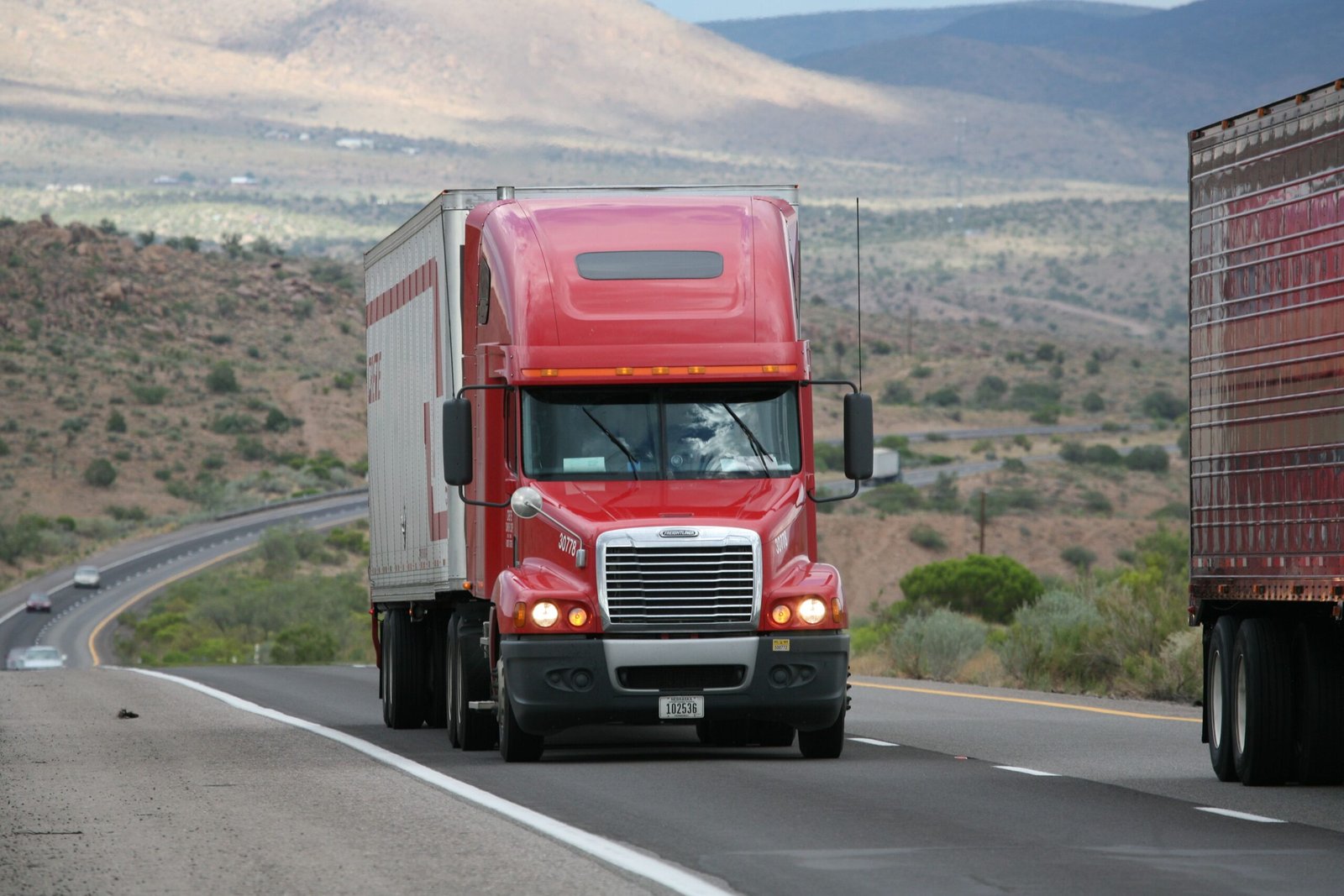 Owner-operator commercial truck on highway